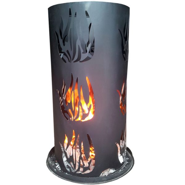 Feuersäule aus Metall mit Feuerrost und Schürhaken, 80 cm hoch, Ideal für gesellige Zusammenkünfte i