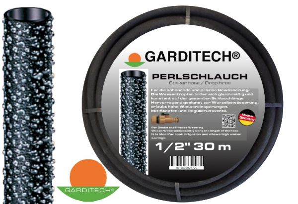 GARDITECH® Perlschlauch 1/2 Zoll, 15m, mit Stopfen + Schnellkupplung